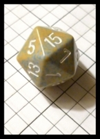 Dice : Dice - 20D - Chessex Half and Half Gold Speckle and Grey Speckle with White Numerals - Gen Con Aug 2012